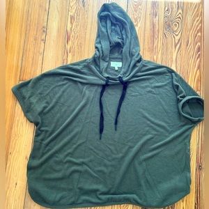 Lou & Grey Short Sleeve Hoodie Super Soft Pullover Sweatshirt Olive Green M/L